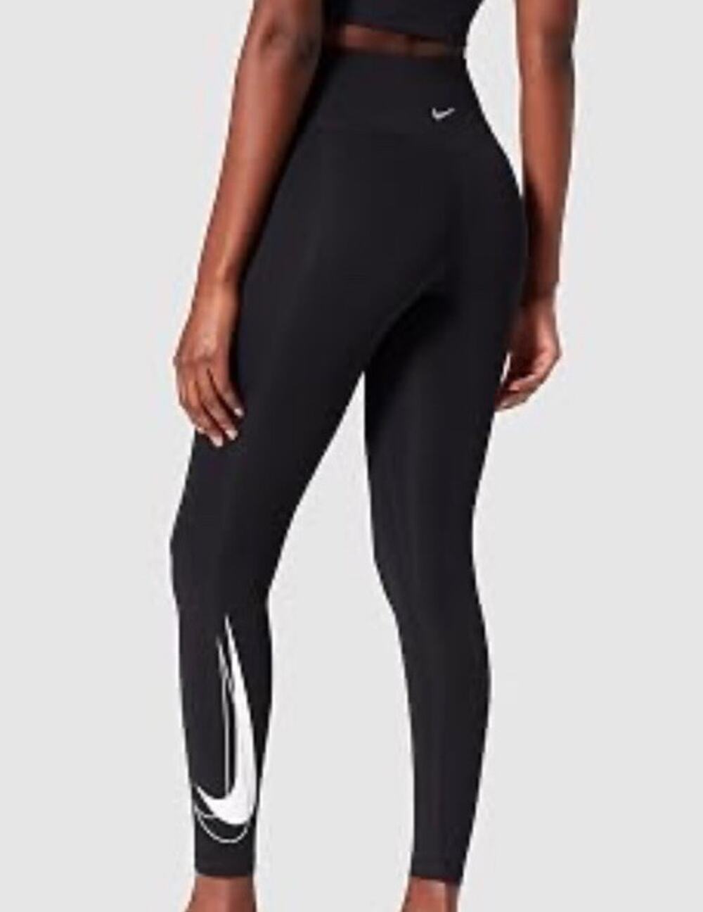NIKE Women's Dri-Fit Swoosh Run 7/8 Mid Rise Black Leggings sz L Large Court